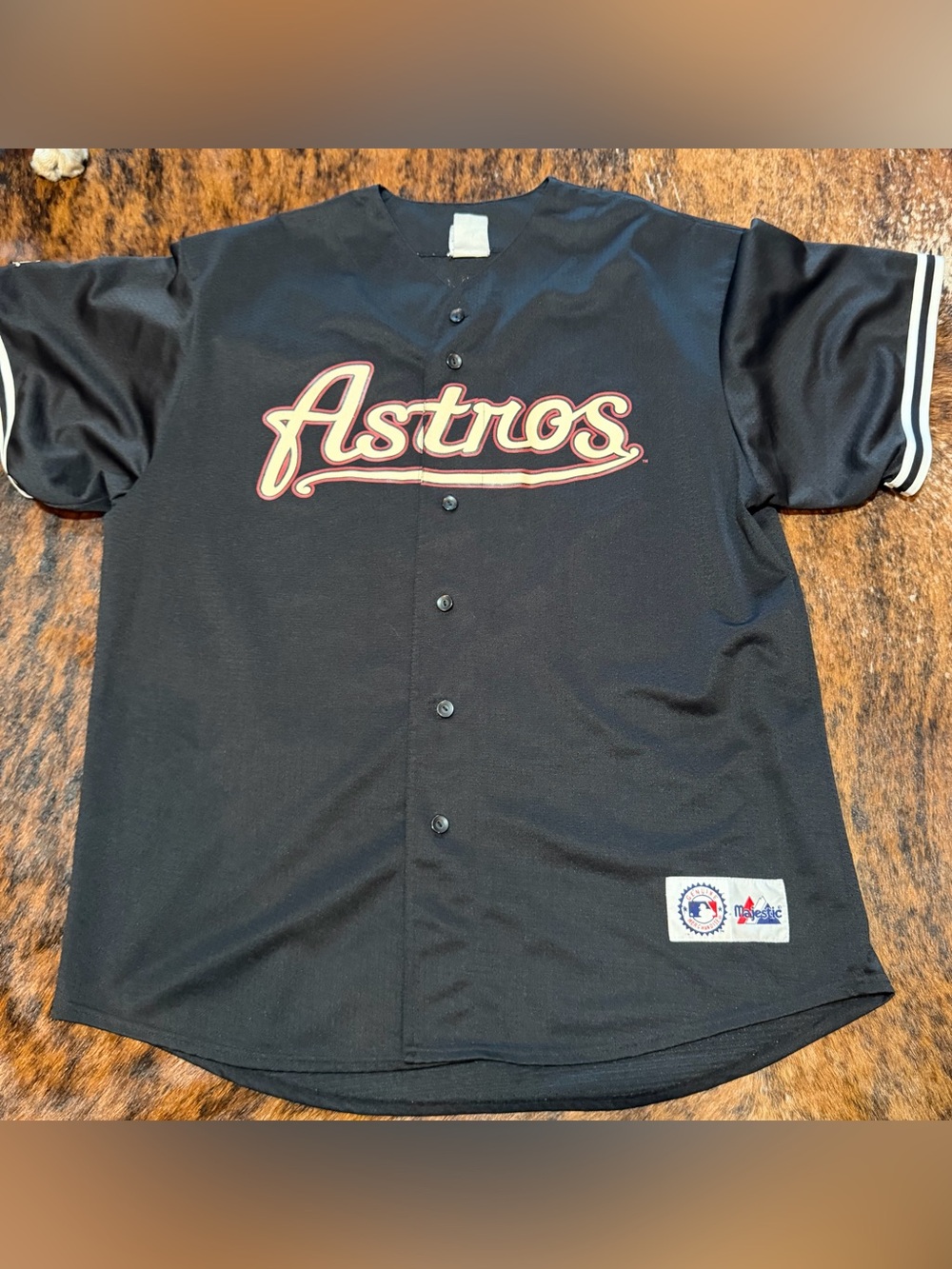 Vintage Majestic Houston Astros Jeff Bagwell #5 Alternate Black Mesh Jersey XL